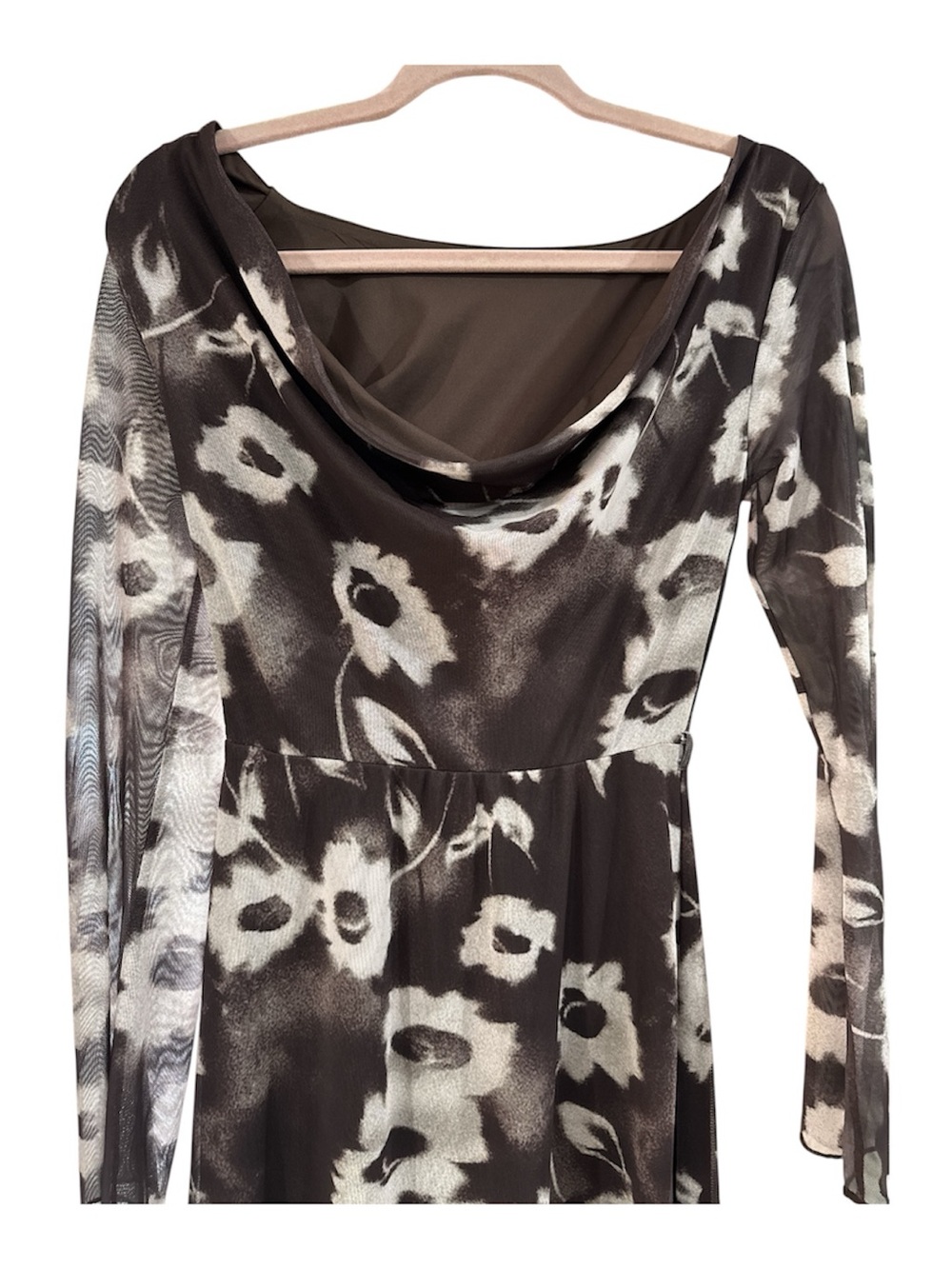 COMMENSE NWT COWL-NECK BODYCON MIDI DRESS XS - Picture 7 of 9